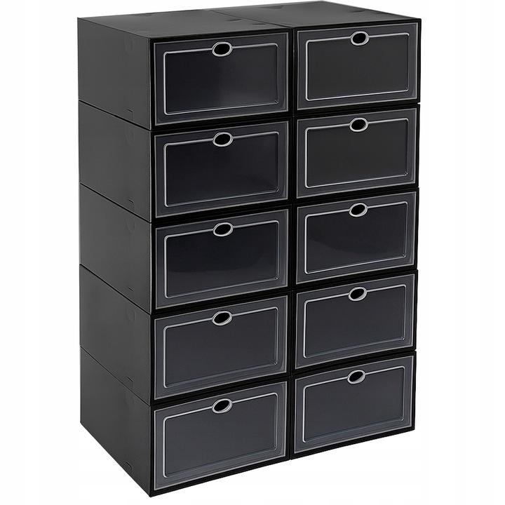 ZESTAW 10X ORGANIZER PUDEŁKA NA BUTY Z KLAPĄ SZAFKA REGAŁ DO SZAFY