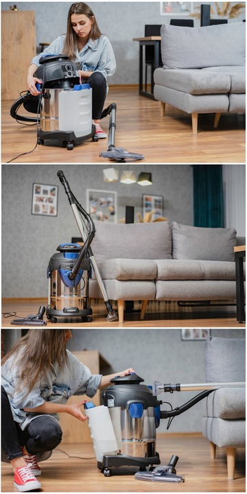 ODKURZACZ PIORĄCY DO TAPICERKI DYWANÓW 10W1 ZESTAW SSAWEK MOCNY PŁYN 1L