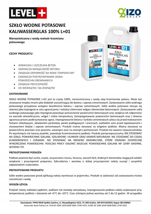 Szkło Wodne 5L Potasowe Level+01