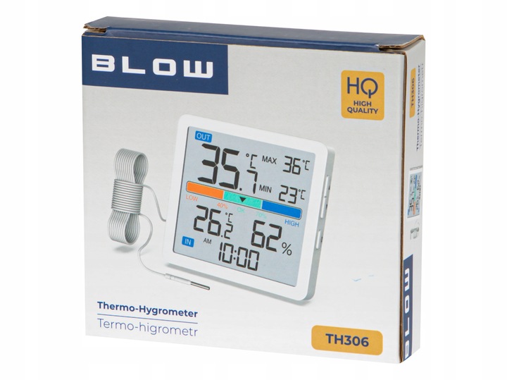 STACJA POGODY BEZPRZEWODOWA POGODOWA METEO TERMOMETR HIGROMETR ZEGAR