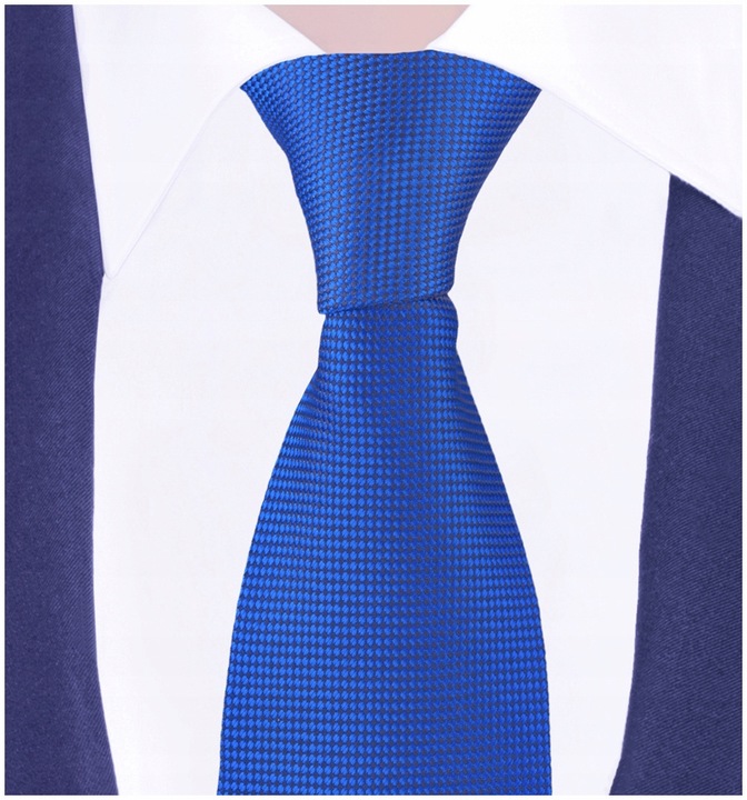 ŻAKARDOWY Krawat Męski w Groszki Chabrowy rc51