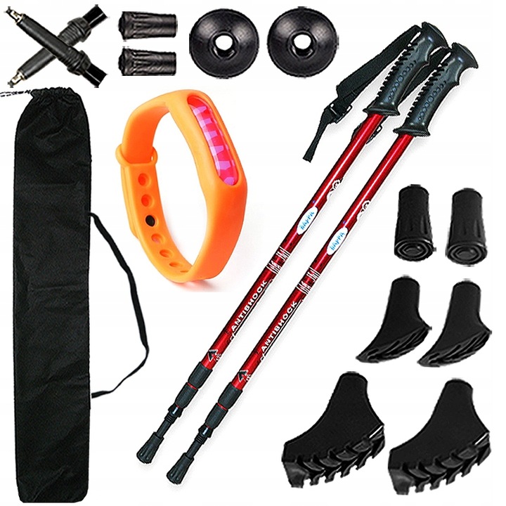 Kijki NORDIC WALKING trekkingowe 2szt ZESTAW REGULOWANE POKROWIEC KOŃCÓWKI