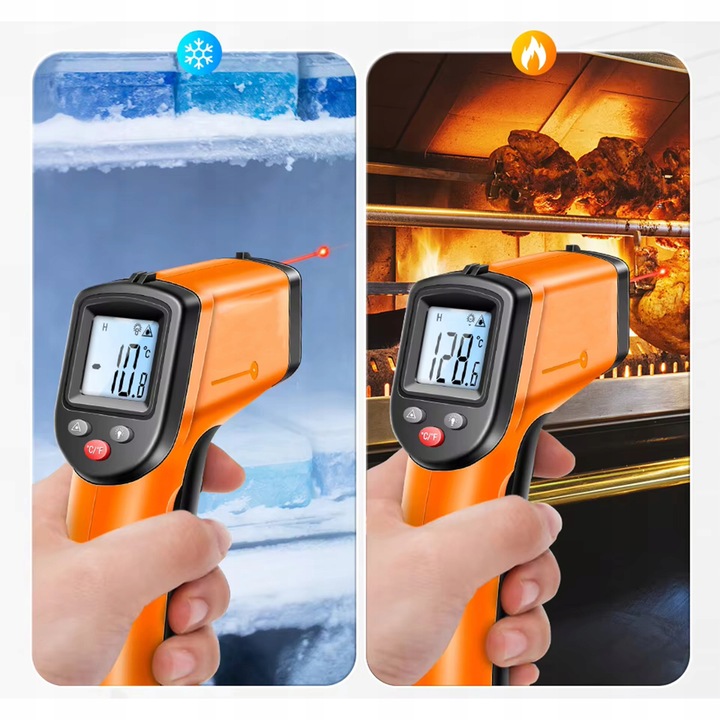 MIERNIK PIROMETR LASEROWY TEMPERATURY TERMOMETR BEZDOTYKOWY -50 +550 WH550