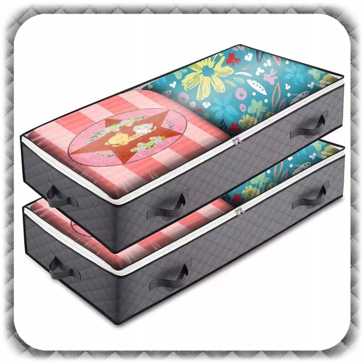 2x ORGANIZER NA POŚCIEL KOŁDRĘ Pojemnik Pokrowiec Ubrania pod Łóżko
