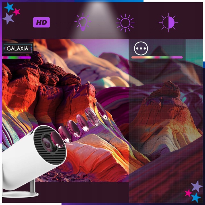 PROJEKTOR RZUTNIK MINI PRZENOŚNY ANDROID LED WIFI FULL HD SMART TV