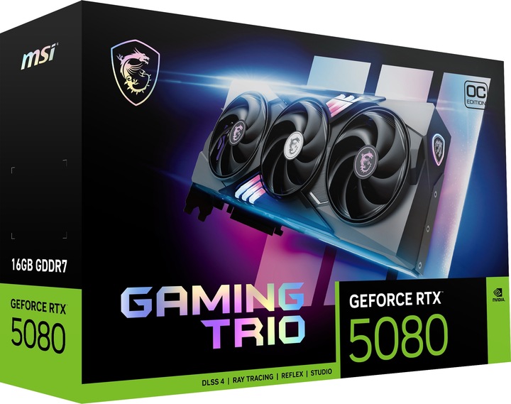 Karta graficzna MSI GeForce RTX 5080 Gaming Trio OC 16GB GDDR7 DLSS4