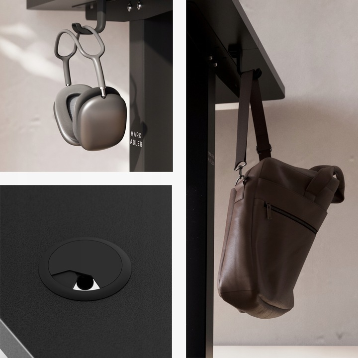 Biurko regulowane elektryczne MARK ADLER czarne komputerowe uchwyt