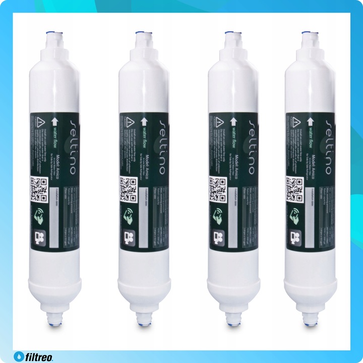 ZESTAW 4szt Filtr Wody do lodówki SIDE BY SIDE na wężyk ZAMIENNIK