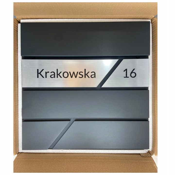 DUŻA SKRZYNKA NA LISTY Z ADRESEM NUMEREM DOMU ANTRACYT POCZTOWA GRAWEROWANA