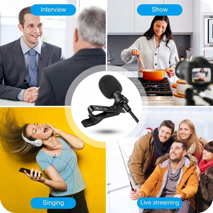 Mikrofon krawatowy z klipsem do telefonu USB-C uniwersalny mikrofon