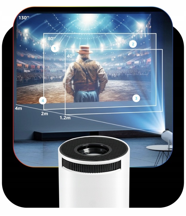 PROJEKTOR RZUTNIK ANDROID TV 4K WIFI FULL HD PRZENOŚNY SMART GŁOŚNIK