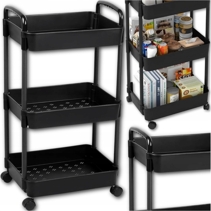 Wózek kuchenny STOLIK NA KÓŁKACH WÓZEK 3 POZIOMOWY BLOKADA KÓŁEK