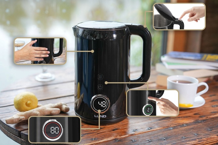 CZAJNIK ELEKTRYCZNY LUND 22000W 1,7L CZARNY Z REGULACJĄ TEMPERATURY 40-100°
