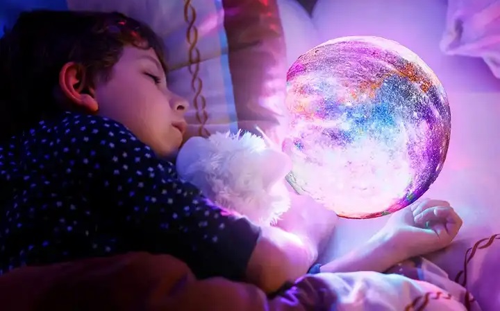 LAMPKA NOCNA LAMPA 3D Księżyc 48cm MOON LIGHT RGB Projektor Gwiazd + pilot