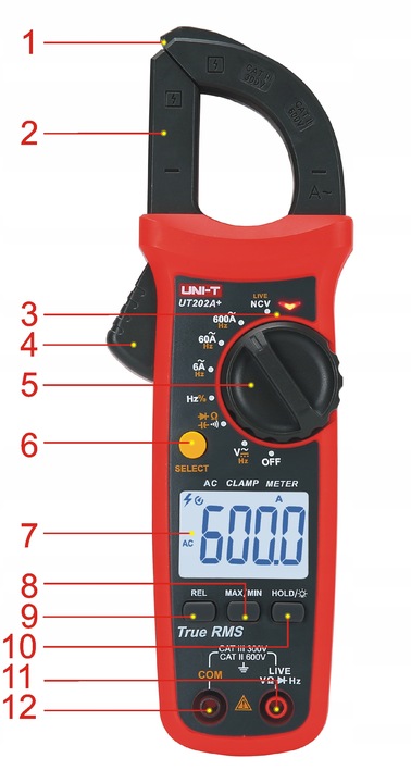 Miernik cęgowy prądu zmiennego AMPEROMIERZ UT202A+