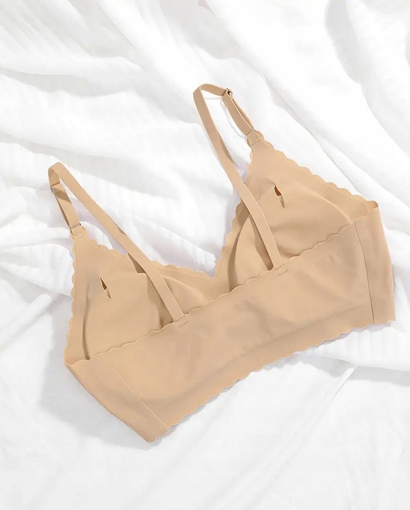 BIUSTONOSZ BEZSZWOWY Stanik Bez Zapięcia Haftek na Prezent Niewidoczny Beż