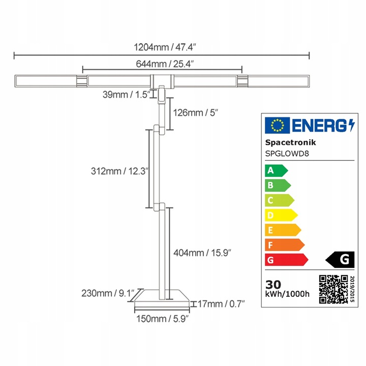 Lampka biurkowa LED Lampa bezcieniowa Kreślarska Glow D8 REGULACJA