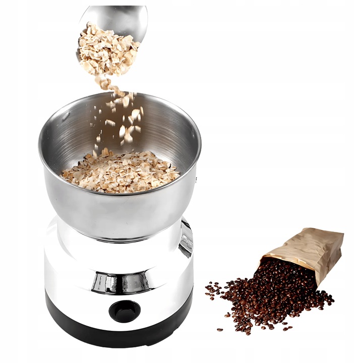 MOCNY MŁYNEK ELEKTRYCZNY DO MIELENIA KAWY ORZECHÓW PRZYPRAW STAL