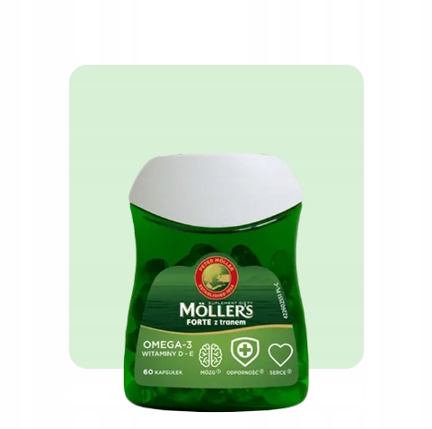 2x Möller’s Forte 112 kaps. TRAN odporność OMEGA-3 mózg serce WIT. D3 i E