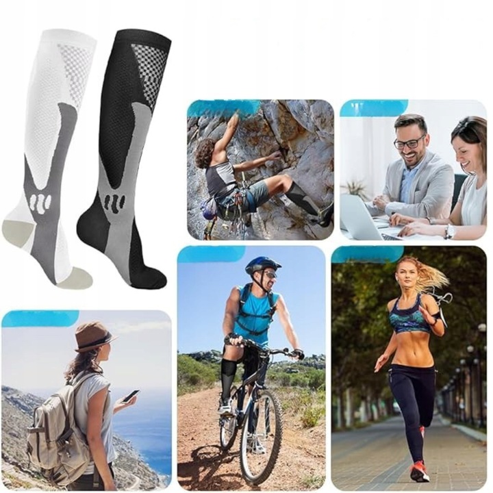 2x SKARPETY KOMPRESYJNE PODKOLANÓWKI UCISKOWE PRZECIWŻYLAKOWE UNISEKS