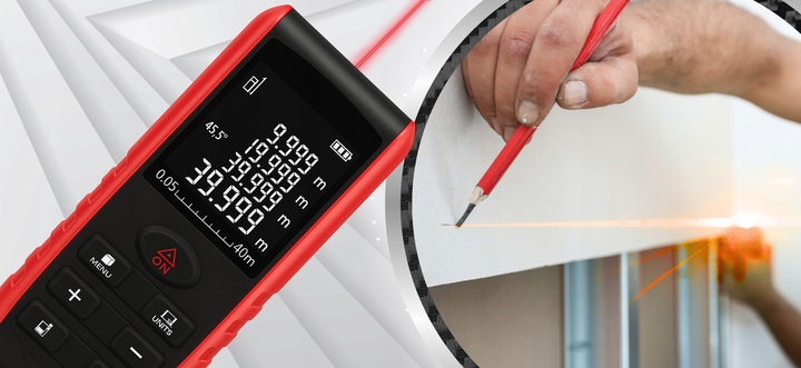 DALMIERZ LASEROWY 50M KĄTOMIERZ CYFROWY MIERNIK POZIOMICA LASEROWA LED