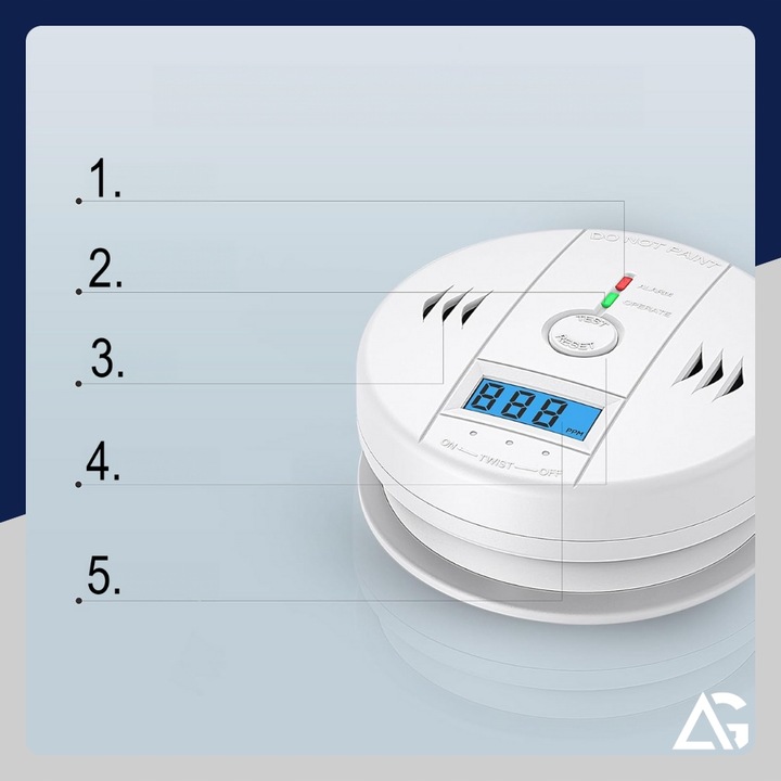 CZUJNIK CZADU GAZU WYKRYWACZ DETEKTOR TLENKU WĘGLA BEZPRZEWODOWY LCD