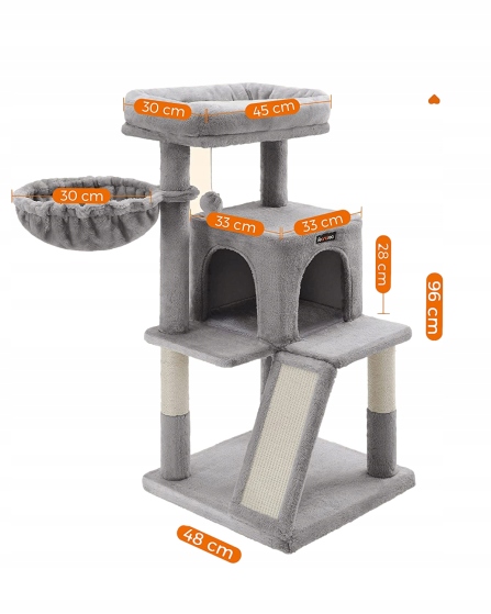 DRAPAK DLA KOTA DUŻY LEGOWISKO DOMEK ZABAWKA WIEŻA SŁUPEK 3 POZIOMY 96cm
