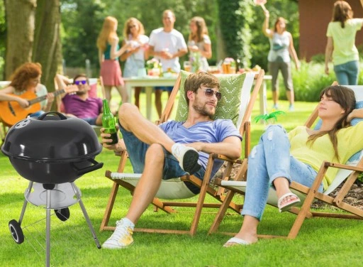 Grill Ogrodowy węglowy na brykiet Zamykany POKRYWA BBQ KETTLE półka
