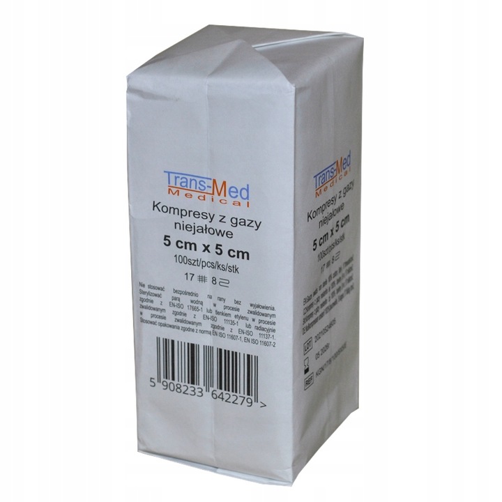 Kompresy gazowe niejałowe 17N8W 5 x 5 a100SZT x 100 opakowań