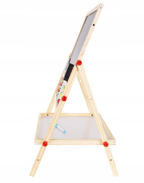 Tablica Magnetyczna Suchościeralna Kredowa Stojąca Dwustronna Drewniana 6w1