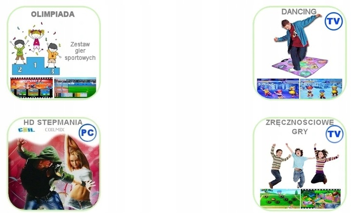 MATA MUZYCZNA PODWÓJNA TAŃCZENIA HDMI BEZPRZEWODOWA DLA DZIECI 32BIT 6W1 TV