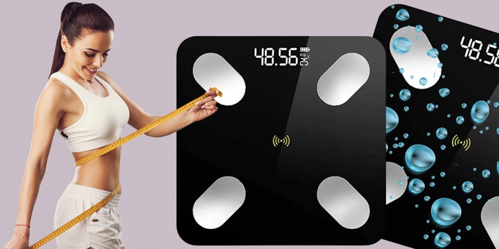 WAGA ŁAZIENKOWA BLUETOOTH SMART 25w1 180Kg ANALITYCZNA INTELIGENTNA +