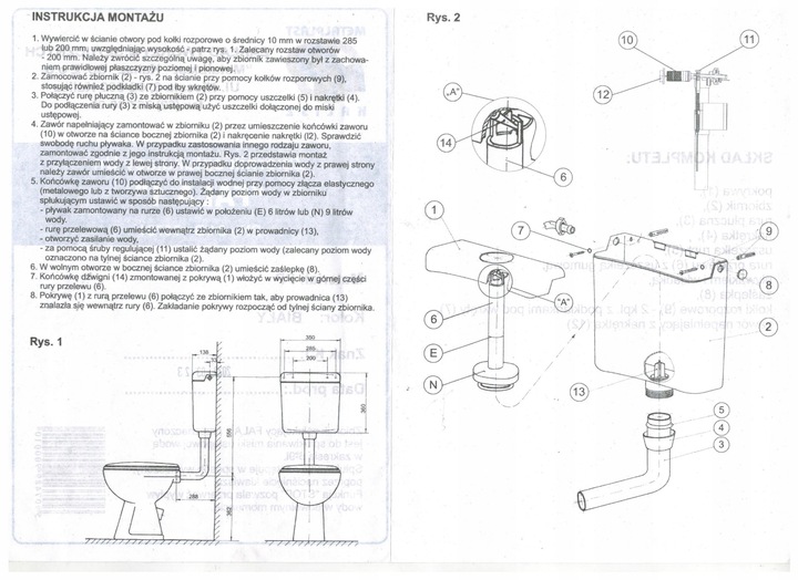 Dolnopłuk Fala Spłuczka, Zbiornik Na Wodę WC