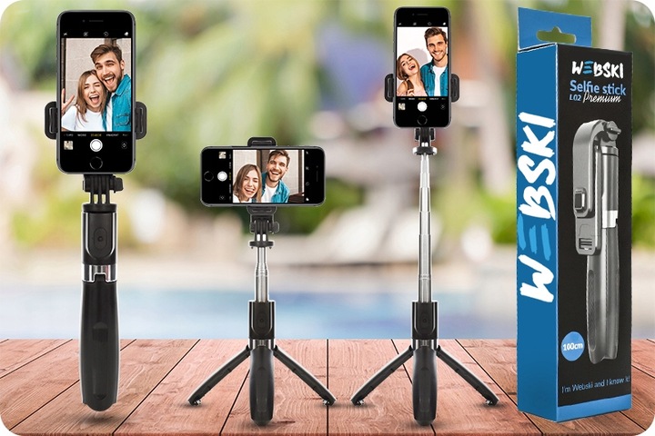 SELFIE-STICK KIJEK DO TELEFONU KAMER GOPRO STATYW SKŁADANY TRIPOD WEBSKI