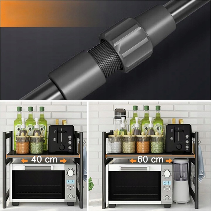 Stojak na mikrofalówkę półka rozsuwana regulacja teleskopowa organizer