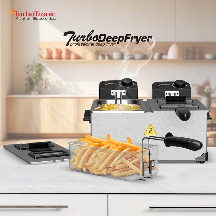 TRADYCYJNA FRYTOWNICA FRYTKOWNICA OLEJOWA PODWÓJNA 3600W 2x3L