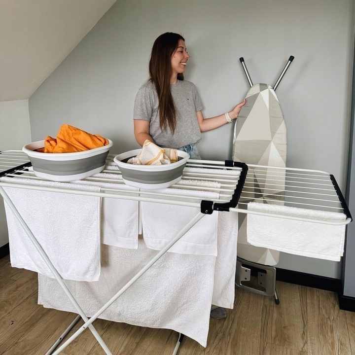 SUSZARKA BALKONOWA PRANIE Teleskopowa BIAŁA ROZKLADANA Tadar Maya 108-176