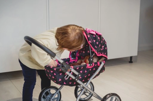 KINDERPLAY WÓZEK DLA LALEK GŁĘBOKI GONDOLA SKŁADANY DASZEK