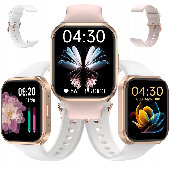 SMARTWATCH ZEGAREK MENU DAMSKI ROZMOWY GRY POLSKIE SMS 2 PASKI SMART WATCH