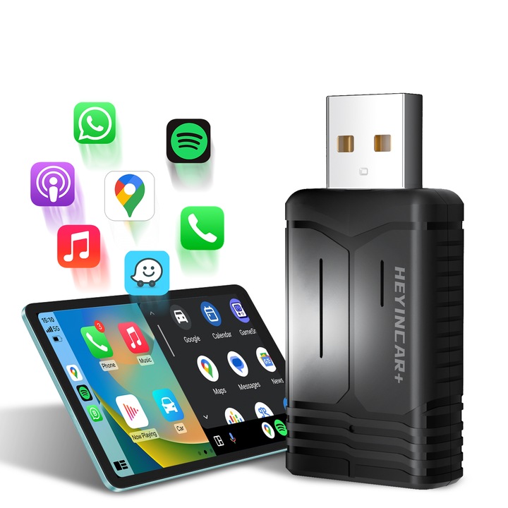 HEYINCAR 2 w 1 Bezprzewodowy Apple Carplay Android Auto Adapter Dla