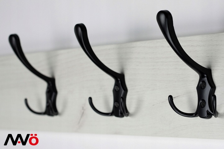 3x HACZYK NA UBRANIA WIESZAK NA UBRANIA ŚCIENNY WIESZAK MEBLOWY CZARNY