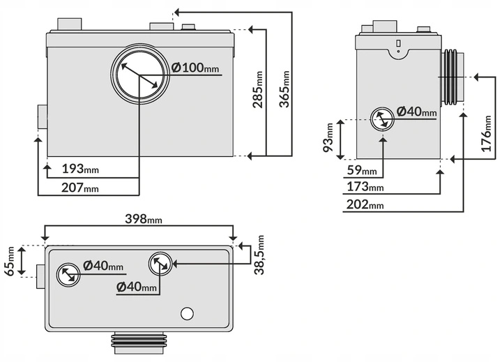 POMPA DO WC PRZEPOMPOWNIA ŚCIEKÓW ŁAZIENKOWA TOALETY WANNA PRYSZNIC TRZY