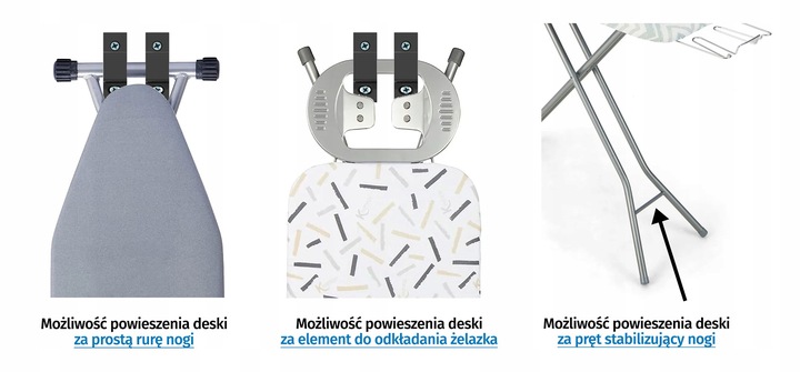 Wieszak na deskę do prasowania, uchwyt na deskę BIAŁY