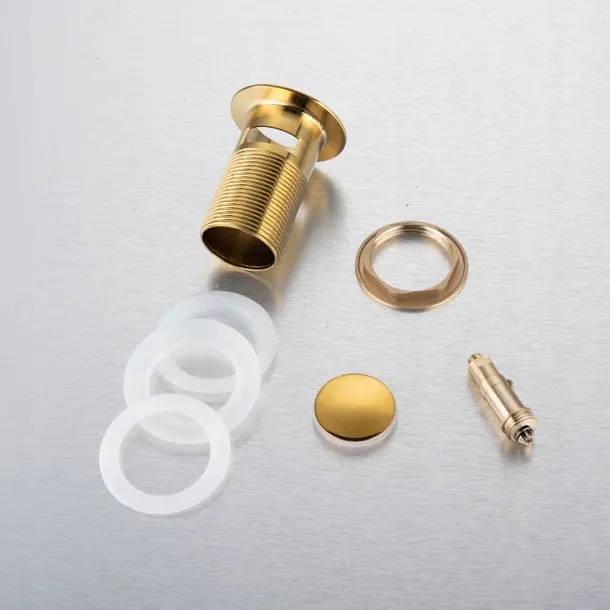 Korek do umywalki Złoty Automatyczny Umywalkowy Klik-Klak z Przelewem