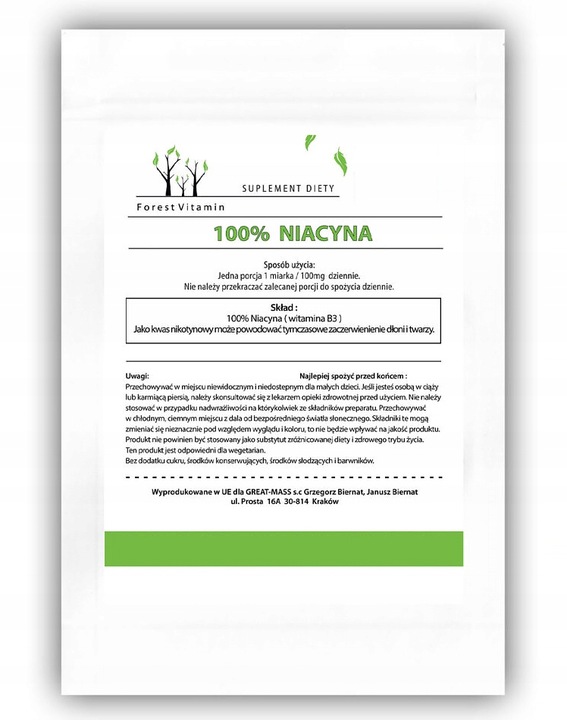 FOREST NIACYNA KWAS NIKOTYNOWY B3 100g + MIARKA