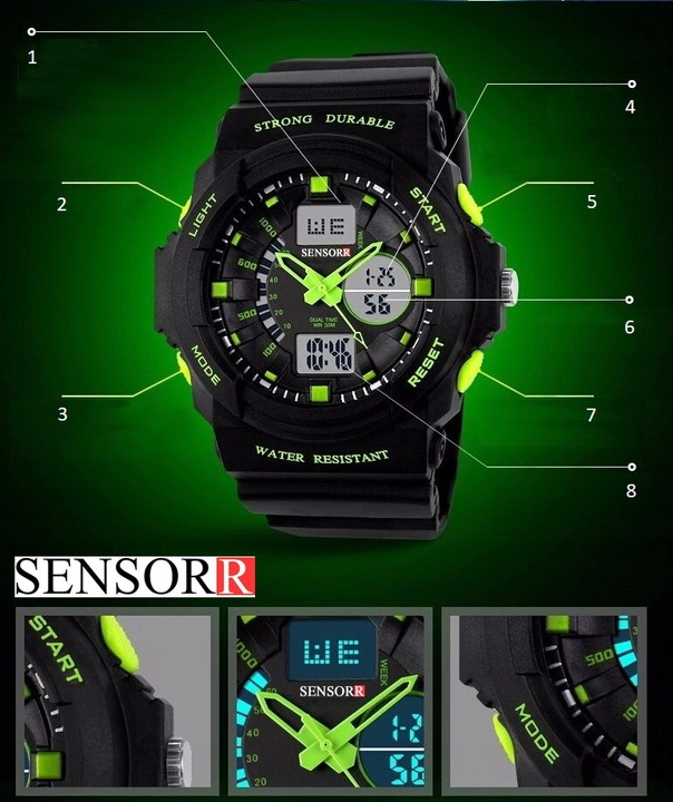 WOJSKOWY ZEGAREK DZIECIĘCY DLA CHŁOPCA S-SHOCK LED NOWY MODEL 2025 SENSORR