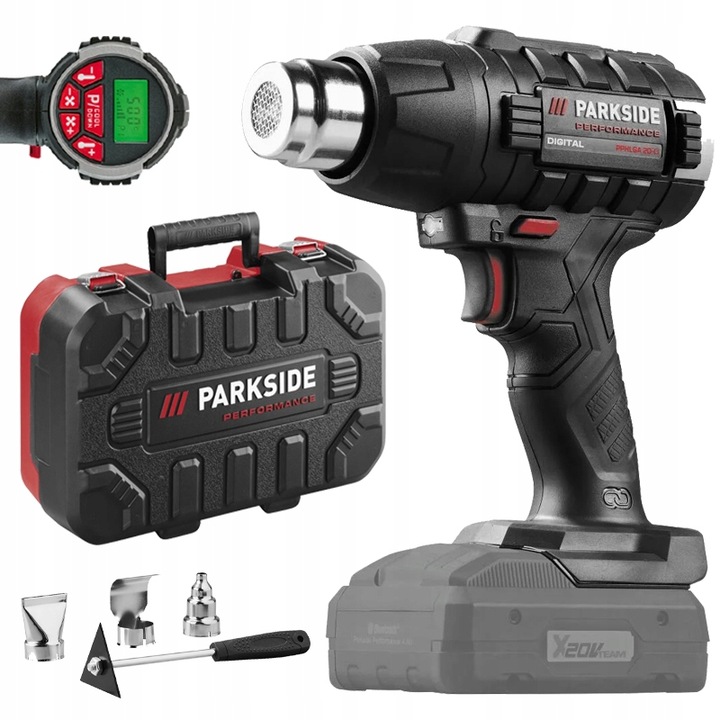 OPALARKA AKUMULATOROWA PARKSIDE PPHLGA A2 20V ZESTAW 3 DYSZE + WALIZKA