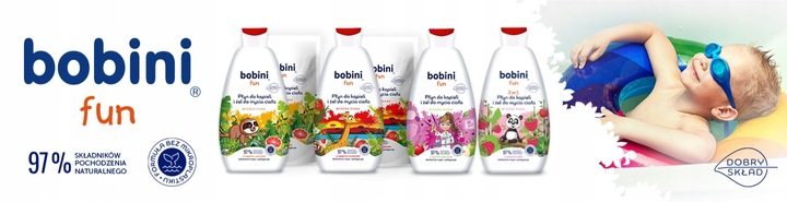BOBINI Fun Płyn do Kąpieli Żel do Mycia dla Dzieci 2w1 Maxi Piana MIX 4x500