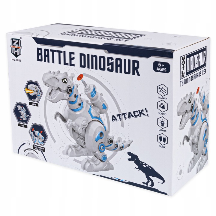 DUŻY DINOZAUR ROBOT TREX CHODZI RYCZY ŚWIECI ZIEJE