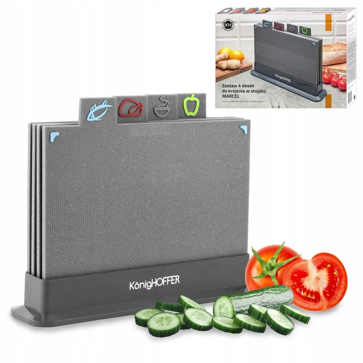 Zestaw 4 desek do krojenia i stojak Konighoffer